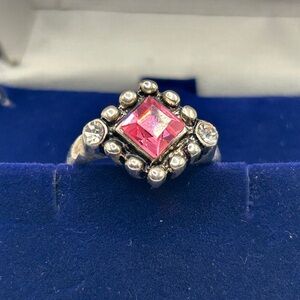 Vintage Cocktail Pink Crystal Ring